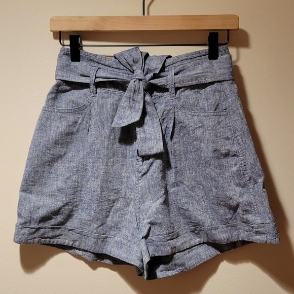Express Blue Linen Retro Shorts XS - Picture 6 of 6